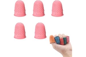 QLING Paquete de 5 dedales de goma, antideslizantes, flexibles, de goma, para contar notas, páginas giratorias, costura, contar, protector de punta de dedo, Rosa, Tamaño libre