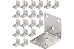 LIMIAR Corner Bracket, 20 Pack Heavy Duty Iron Angle Brace, 50 x 50mm L-Shaped Brackets, Bracket Fastener, Metal Steel Brackets for Wood, Fixing Furniture Fastener Hardware, Silver