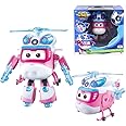 Super Wings Dizzy Deluxe Transforming 2 Modes Robot Deformation Airplane Action Figures Anime Toys for Boys and Girls Ages 3+ with Lights and Sounds 6"