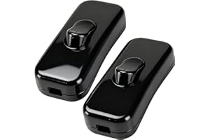 Powice 2X Zwischenschalter,Schnurschalter,Schalter 230v,Kabelschalter,Geeignet für 1 Adrige Netzkabel und Kleingeräte oder Leuchten Kippschalter,Schwarz