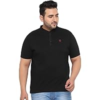 Urbano Plus Men's Solid Mandarin Collar Regular Fit Cotton T-Shirt