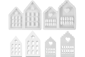 FZQBEY 4 Stück Silikonformen Gießformen Häuser Kerzenformen zum Gießen, Silikonform Haus Gips Zum Gießen, Silikon Gießform Haus, Gießformen Silikon Haus Giessform Silikon Kerzenform Seifenform Handwerk