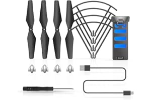 Wipkviey T26 Kit di ricambio per il drone con protezione dell'elica, lama di ricambio, cacciavite, 1 batteria al litio ricaricabile modulare da 3,7V, 600 mAh, cavo di ricarica