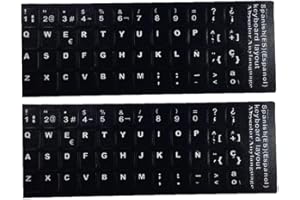 CASILER Autocollants De Clavier Espagnol 2pcs Stickers De Clavier D'ordinateur Universel avec Fond pour Ordinateur Portable 10 À 17 Pouces