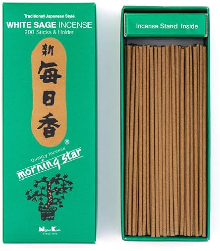Nippon Kodo Morning Star - Incenso in legno di sandalo, stile giapponese, 50 bastoncini di incenso, include incensiere