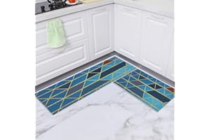 Youyijia 2Pieces Kitchen Mat Rug Non-Slip Washable Rug Sets Kitchen Mats And Rugs Washable Hallway Runner Set, Dining Room, Entryway and Door Mat Set, 40x60 + 40x120 cm (Color Rhombus)