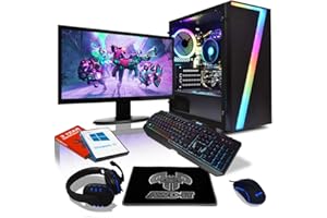 AWD-IT 𝗔𝗪𝗗-𝗜𝗧 | PC Gamer, Ordinateur de Bureau, Processeur AMD Ryzen 3 3200G 4,0 GHz/Radeon Vega 8 • Écran LED 24" • Clavier et Souris • 16 Go • 1 to • Étui à CiT Seven RGB • Windows 11