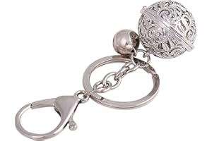 Milopon Porte-clés Pendentif avec Clochette Délicat Porte Clef pour Femme Enfant Clé Voiture Sac Cadeau Couleur Argent