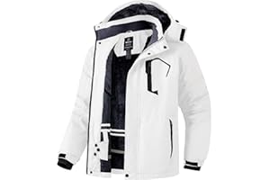 Wantdo Homme Veste de Ski Montagne Outdoor Manteau d'hiver Chaud avec Capuche Amovible Veste Imperméable Coupe-Vent Veste Randonnée pour Voyage