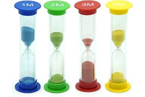TeacherFav Sand Timer for Kids Set of 4 Small Colorful (Multi) Hour Glass Acrylic Covered Clock 1Min 2Min 3Min 5Min for Classroom, Home & Kids Room