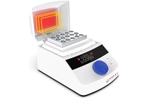 PRECIPETTE Mini Dry Bath Incubator Heater, Four E's Scientific Lab Digital Programmable Block Heater with Heating Lid, Including 15 x 1.5mL Aluminium Heated Block, up to 100°C, Temp, ± 0.5°C Accuracy