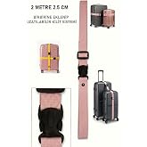 usin 2 METRE Valiz &Ccedil;anta Bavul Bagaj Valiz Birleştirme Bağlama Askısı Kemeri Kayışı Organizeri 2,5 cm EN (Pembe)