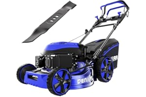 DENQBAR Benzin-Rasenmäher DQ-R53EV, 9-in-1, E-Start, Gangwahl, 53 cm Schnittbreite, Mulcher, Mäher, Radantrieb, Grasfangkorb 65 L, Schnitthöhe 25-75 mm, inklusive Ersatzmesser