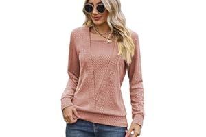 BKEPDY Camiseta Manga Larga Mujer en U Tops Casual T-Shirt Original otoño Primavera tee Jersey Suéter Blusas Tops Blusa Suelta De Moda De OtoñO