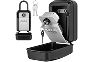 Faneam Cassaforte per Chiavi Portable Cassaforte Chiave con Codice 4 Cifre Combinazione Cassetta di Sicurezza per Chiavi Impermeabile Appeso Cassetta Portachiavi per Casa, Garage, Airbnb, Grigio