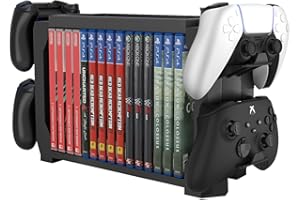 TNP PRODUCTS TNP - Torre di archiviazione universale per videogiochi PS5, PS4, Nintendo Switch, Xbox Series/One, supporto per videogiochi, organizer per organizzare e visualizzare video, Nero, Hold up to 15 Disc,