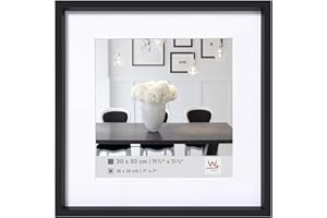 ‎WALTHER walther design Bilderrahmen schwarz 30 x 30 cm mit Passepartout, Steel Style Kunststoffrahmen ES330B