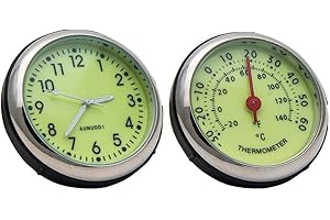MACHSWON Orologio da auto + termometro, orologio al quarzo digitale luminoso e teiera, adatto per sfiato aria condizionata, ornamenti interni auto