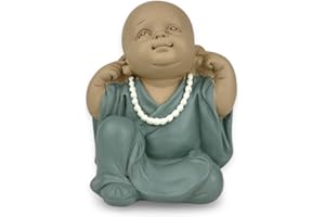 Zen'Light - Estatua de Buda Bonze Bonze Rebelión posición icónica - No Escuchar Nada - Buda bebé simbólico - Zen y Ambiente Relajante - Decoración Feng Shui - H 10,5 cm
