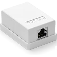 deleyCON 1x CAT 6a Nätverksuttag 1x RJ45-Uttag FTP-Skärmad Ytmontering 10 Gbit Ethernet-Nätverk LAN-Uttag RAL 9003 Vit