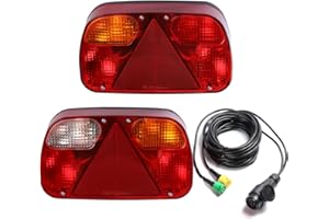 AOHEWEI Kit Feux Arrière de Remorque 12V Éclairage De Freinage pour Camion Kit de Câblage Lampe Indicatrice Avec Prise 13 Broches Connecté et Câble de 5 Fils Long de 5,5m Approprié Caravane ou Camion