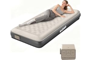 KASIMO Single Inflatable Mattress, TPU Airbed with Built-in Battery Removable Pump, Self inflating Blow up Bed with Pillow, Strong Support All Night,No Lost Air for Home Guests Camping(190x90x22cm)