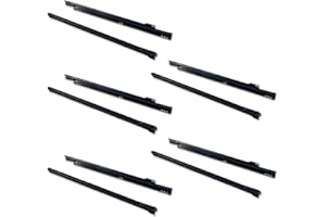 EMUCA - Guías correderas para cajones 500mm con extracción Parcial Color Negro, Lote de 5 guías para cajones