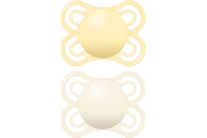 MAM Chupete, 2-6 Meses, Tetina Extra Delgada y Flexible, Plana y Simétrica de Silicona Skin Soft Silicone de Fácil Aceptación, con Caja Autoesterilizadora, MAM Perfect, Neutro Mate, Pack 2uds