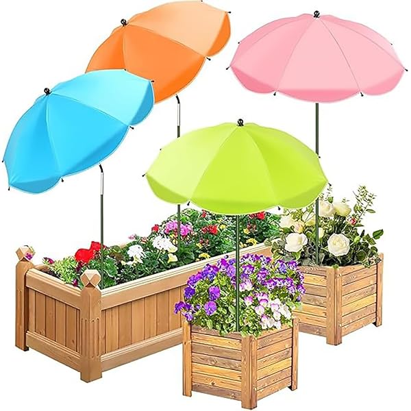 Ombrello Parasole Per Piante – Protezione UV 44x26,5 Cm, 3 Pezzi, Per Vasi E Aiuole, Struttura In Fibra E PP