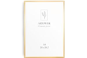Artower® Bilderrahmen Gold Metall Dünner Rahmen für DIN A4 21 x 29,7 cm | Posterrahmen Groß Collage | Picture Frame Metal 21x30 cm | Aluminium Schmal Bilderrahmen | Gold Poster Rahmen