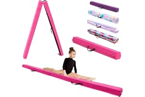 KIKILIVE Poutre d'Équilibre Gymnastique avec Surface Simili-Suede EVA+EPE en 3 Tailles (240cm/270cm/300cm) Pliable pour Enfants & Adultes + Sac de Transport