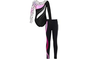 Freebily Body da Ginnastica Artistica Bambina con Leggings Sportivi Strass Leotard a Maniche Lunghe Abito da Danza Classica Moderna Jazz Tuta da Balletto Ballo Latino
