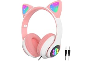 arVin Kinder Kopfhörer, Bluetooth kopfhörer mit Mikrofon, Faltbare Over Ear Headset mit 85 dB Lautstärkebegrenzung, 3,5mm Jack, HiFi-Stereo-Kopfhörer für Schule, Reisen, iPad, Tablet, PC (Weiß)