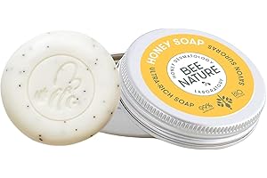 ‎BEE NATURE Bee Nature - Organic Honey Soap with Soap Dish Biodegradable - Outdoor Soap for Men Women - Camping Soap Travel Soap - Exfoliating, Moisturising - Suitable for All Skin Types - 100 g