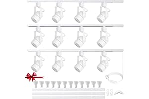 BRAVSEKAI GU10 LED Track Lighting Complete Kit, Dimmable H Type 3 * 1.5m Track Rails,4000K Natural Light 12 Packs GU10 LED Bulbs Ceiling Spotlight Fixture, an Cost-Effective Lighting Solution