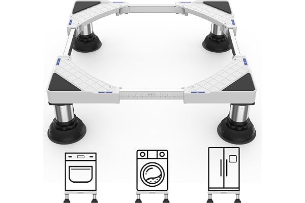 DEWEL Tvättmaskinsbas, björnbelastning 250 kg, tvättmaskinens sockelbas för tvättmaskin torktumlare kylskåp, justerbar bredd 45–65 cm, höjd 15–18 cm