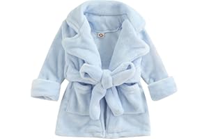 Carolilly Peignoir de Chambre Polaire Enfant Bébé Unisexe Robe de Chambre Doux et Chaud avec Ceinture (12 Mois à 6 Ans)