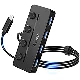 Aceele Hub USB C 4 Porte USB 3.0 con Cavo Lungo 100cm, Sdoppiatore USB da 5 Gbps con Interruttori di Alimentazione LED Indivi