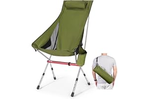 OKYUK Nuova sedia da campeggio pieghevole con schienale alto, tre altezze regolabili, borsa da trasporto leggera e custodia per tazza,Ideale per escursioni, relax in spiaggia e pesca (Verde)