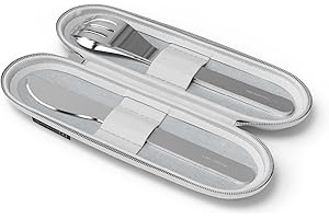 MONBENTO - Set Couverts pour Lunch Box avec Etui MB Slim Nest Coton - Couverts Nomades Inox avec Fourchette, Cuillère et Couteau - Idéal pour Travail/Ecole ou Pique-Nique - Gris