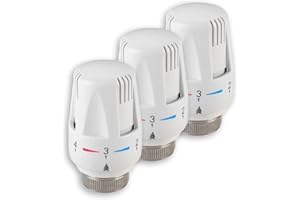 LNGJIN 3 Stück Heizkörperthermostat,Thermostatkopf Heizkörperventil,Thermostat-Kopf mit Nullstellung,Termostat Heating Radiator Valve,Frostschutz- und Einstellfunktionen,für Thread M30 x 1.5，Heizungsregler