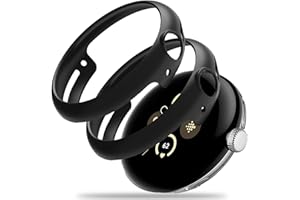 [2 sztuki] Etui Miimall kompatybilne z Google Pixel Watch, twarda obudowa ochronna z PC, ultralekka, ultracienka, uniwersalna obudowa ochronna do zegarka Google Pixel Watch (czarny + czarny)