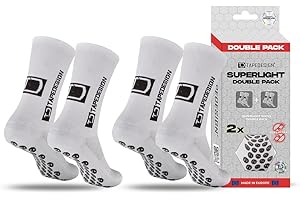 Tapedesign – Doppelpack Superlight Socks – 2 Paar ultraleichte Grip Socken für Fußball & Sport – Super dünn & elastisch – Rutschfest in Schuhen – Maximaler Halt & Komfort für Training & Wettkampf
