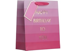 Partisan Products Happy Birthday Girl Pink Occassions Gift Bag With Gift Tag Made From Recycled Board Medium
