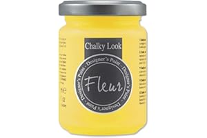 FLEUR DESIGNER'S PAINT | Pittura ad Acqua, Effetto Gesso Naturale, Extra Opaca, Fleur Chalky F39, Colore Primary Yellow, Made in Italy, Formato da 130 ml