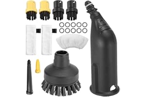 EBKCQ Limpiador de vapor Accesorios para Kärcher Serie SC, limpiador de vapor piezas de repuesto con 2 paños de suelo, 2 boquillas de potencia, 5 cepillos redondos, 10 x anillos de sellado de