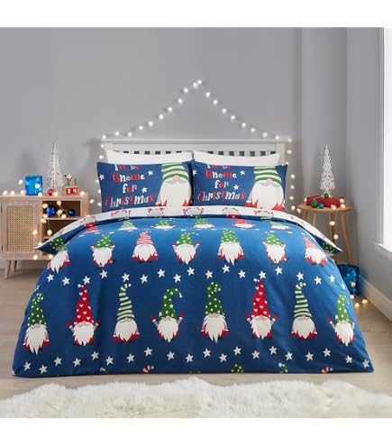 Catherine Lansfield Set Copripiumino King Size Reversibile A Righe Blu – 220x230 Cm Con 2 Federe, In Policotone