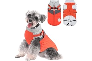 Voarge Zimowy ciepły płaszcz dla psa, wodoszczelny, na zimną pogodę, do jazdy na nartach, kamizelka dla psa, polarowa, ciepła kurtka dla psa (pomarańczowy, XS)
