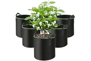 Uoimky Sac de Plantation 20L, 5 Pièces Sac de Culture avec Poignées Non tissé Pommes de Terre Sacs à Plantes RéUtilisables Pot Plantation pour Tomates, Fraises, Fleurs