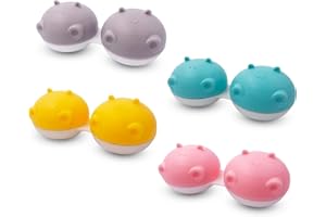 SPORTS WORLD VISION Neue 1 Stück Hippo Fun Niedliche Tier-Kontaktlinsenbehälter leicht, tragbar und unverwechselbares Design, niedlicher und lustiger Aufbewahrungs-/Einweichbehälter für Reisekontaktlinsen, Blau
